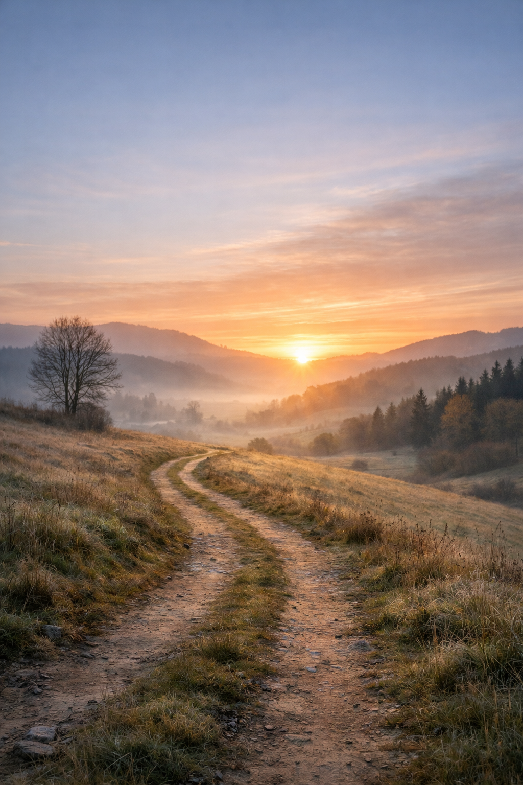 A quiet path leading toward a glowing horizon symbolizing hope and fulfillment.