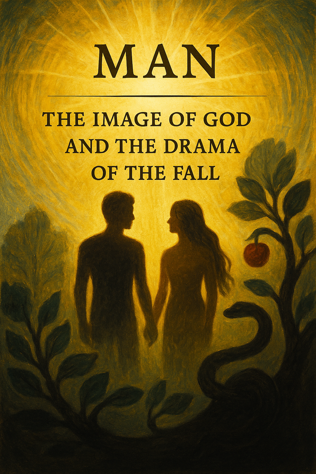 A clean, elegant title graphic displaying “Man: The Image of God and the Drama of the Fall” on a textured cream background, introducing the Catechism teaching on humanity’s dignity and the reality of original sin.