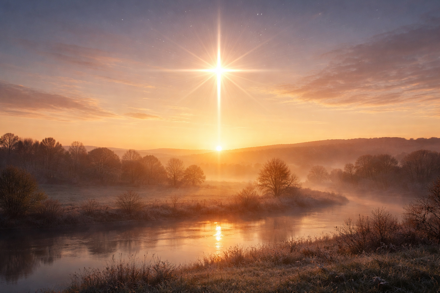 Soft dawn light over a peaceful landscape symbolizing God’s justice and hope.