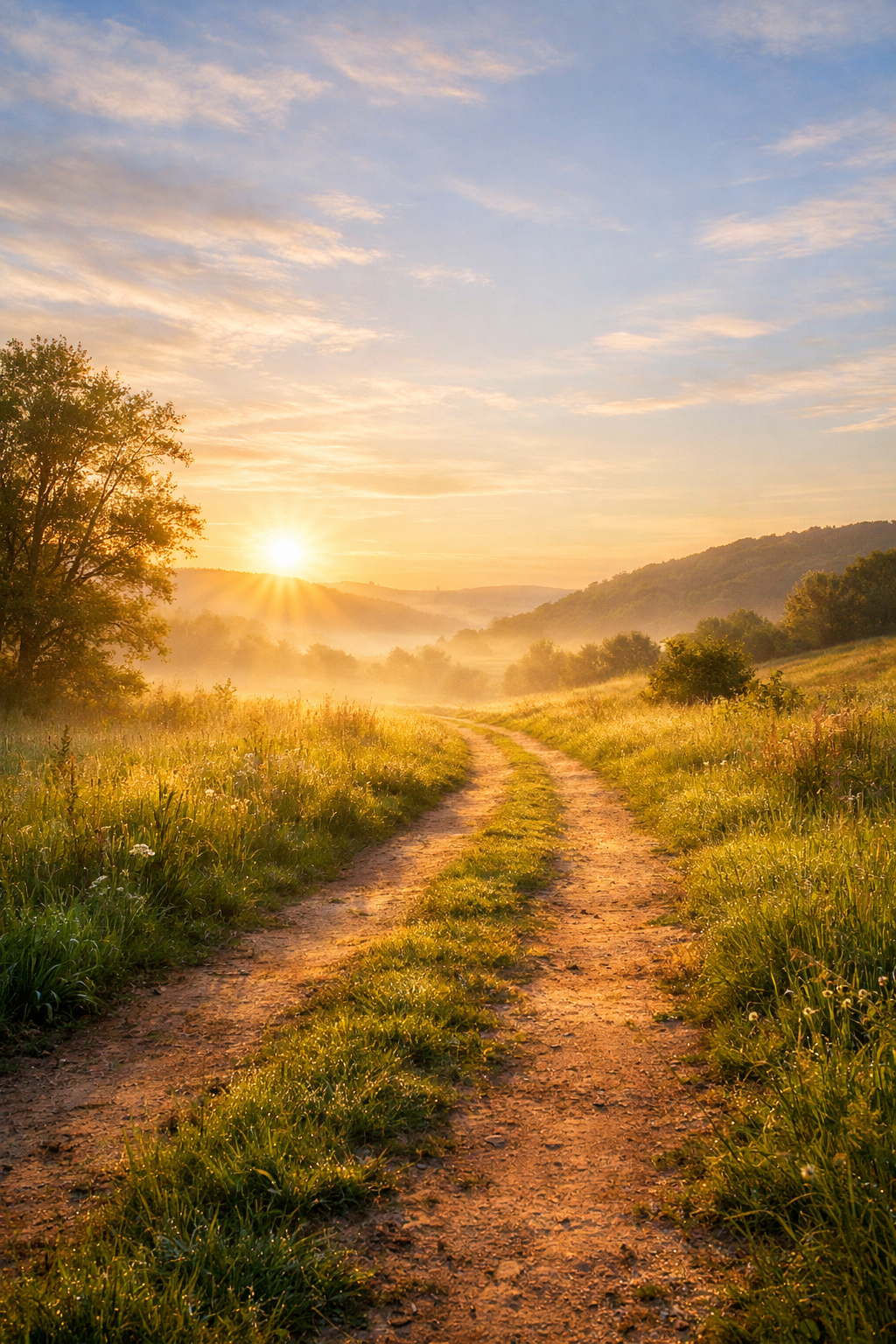Morning light shining on an open path, symbolizing faith, love, and Christ’s mission of hope.