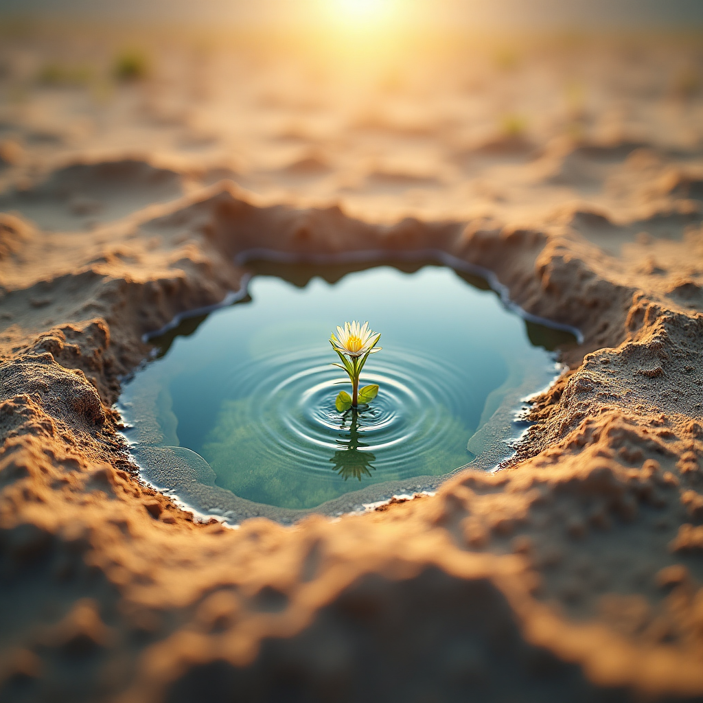 Clear spring in dry ground, symbolizing an honest heart thirsting for God.
