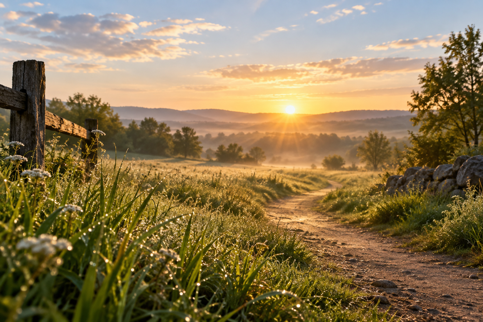 Sunlit path through a peaceful field at dawn, symbolizing forgiveness, mercy, and renewed freedom.